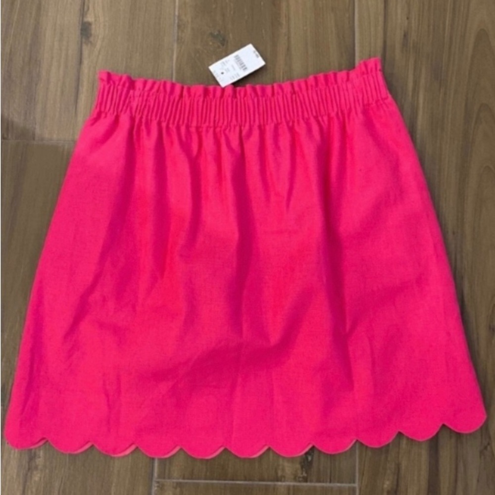 J CREW NWT linen blend scalloped skirt - bright pink - size 6